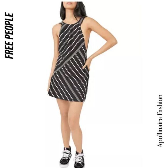 FREE PEOPLE JUNI MINI DRESS IN BLACK NWT LARGE - Picture 3 of 8